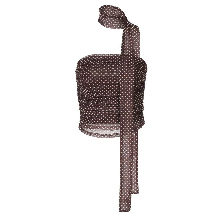 Damen Elegantes Polka-Dots Oberteil mit schmalem Bandeau und formenden Details Echo Archiv