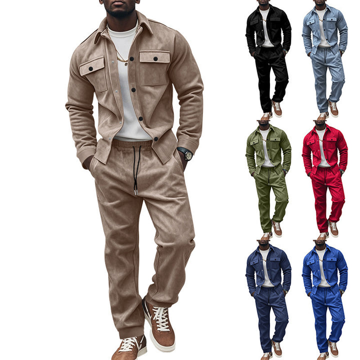Herren lässiges Hemd- und Hose-Set aus weichem Material mit praktischen Taschen Echoarchiv