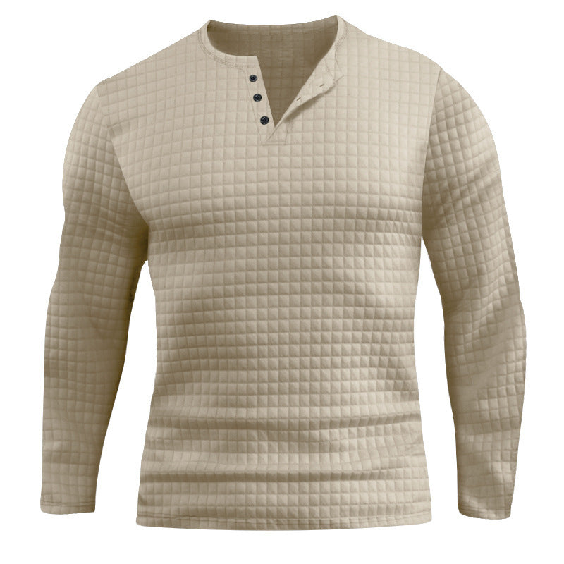 Herren Langarmshirt mit strukturiertem Design und modischem Knopfverschluss Echoarchiv