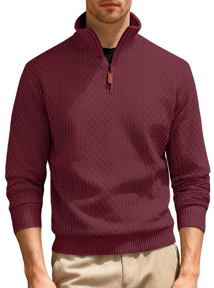 Herren lässiger Stehkragen Pullover mit strukturierter Strickqualität Echoarchiv
