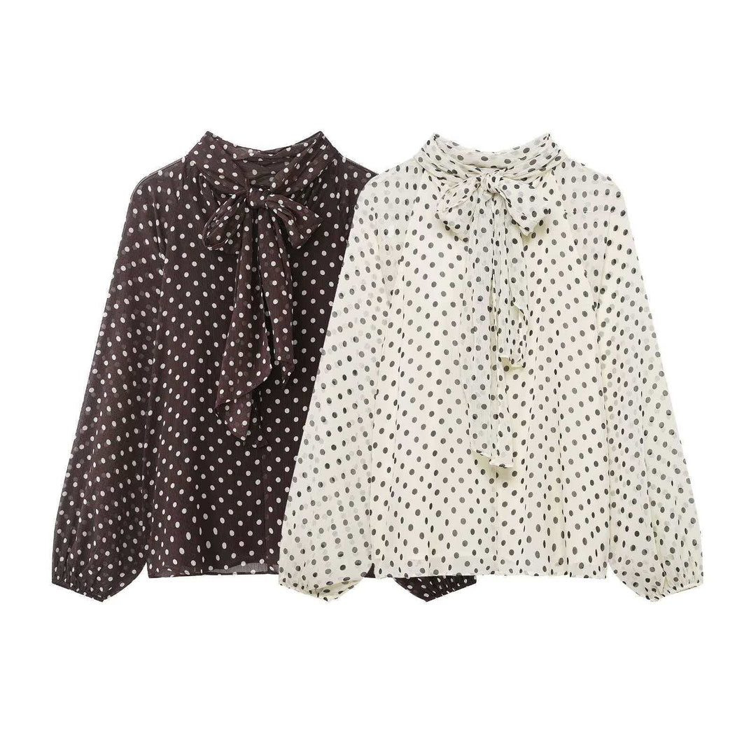 Damen nan Chiffonbluse mit Schleifenkragen und Ballonärmeln Echo Archiv
