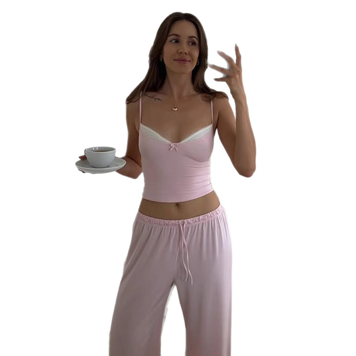 Damen Schlafanzug Set mit Spaghetti-Trägern und weitem Bein Echo Archiv