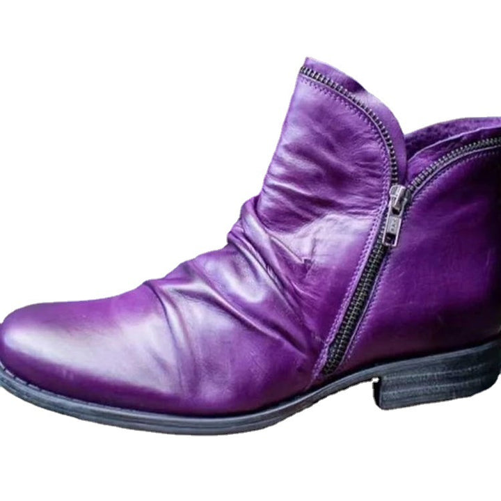 Damen nan knöchelhohe Stiefeletten aus weichem Leder mit seitlichem Reißverschluss und vintage Absatz Echo Archiv