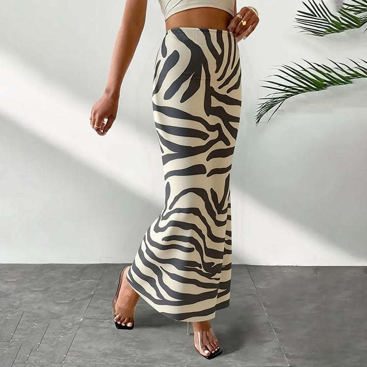 Damen Elegante Maxirock mit Zebramuster Echo Archiv