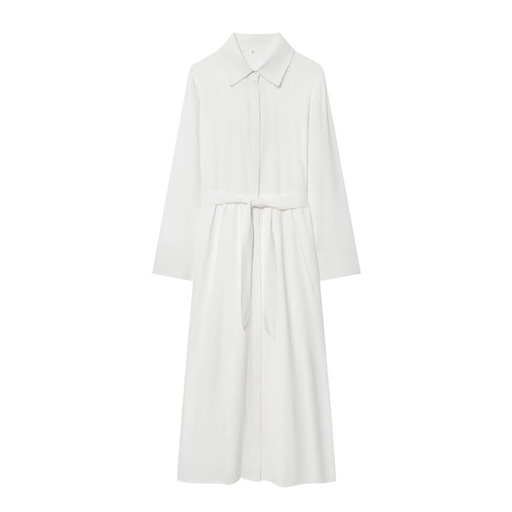 Damen Langes Hemdblusenkleid mit Taillengürtel und durchgehender Knopfleiste Echo Archiv