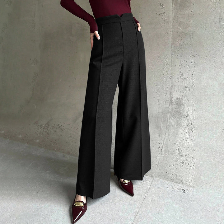 Damen elegante weite Palazzo-Hose mit Bügelfalte und hochgeschnittener Taille – Avélisse