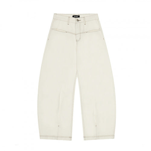 Damen Weite Cropped Ballon-Jeans mit hohem Bund und sichtbaren Kontrastnähten Echo Archiv