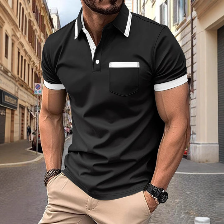Herren modisches Kurzarm-Polohemd mit Tasche Echoarchiv