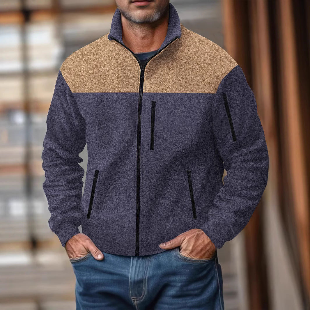 Herren Fleecejacke mit stylischem Farbdreieck-Design Echoarchiv