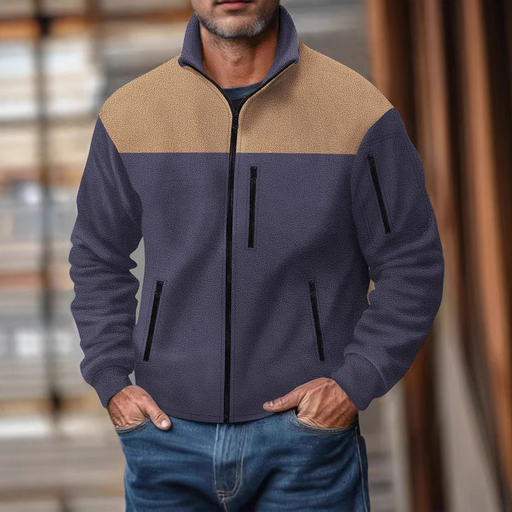 Herren Fleecejacke mit stylischem Farbdreieck-Design Echoarchiv