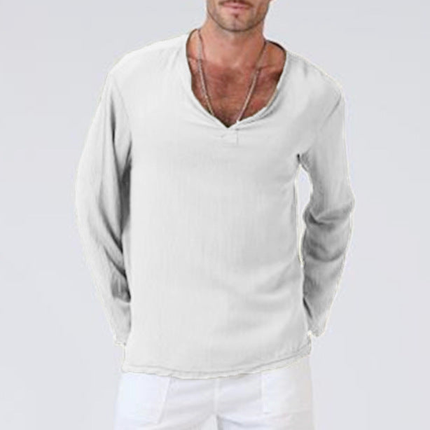 Herren Langarmshirt mit v-ferner Ausschnitt und lässigem Schnitt Echoarchiv