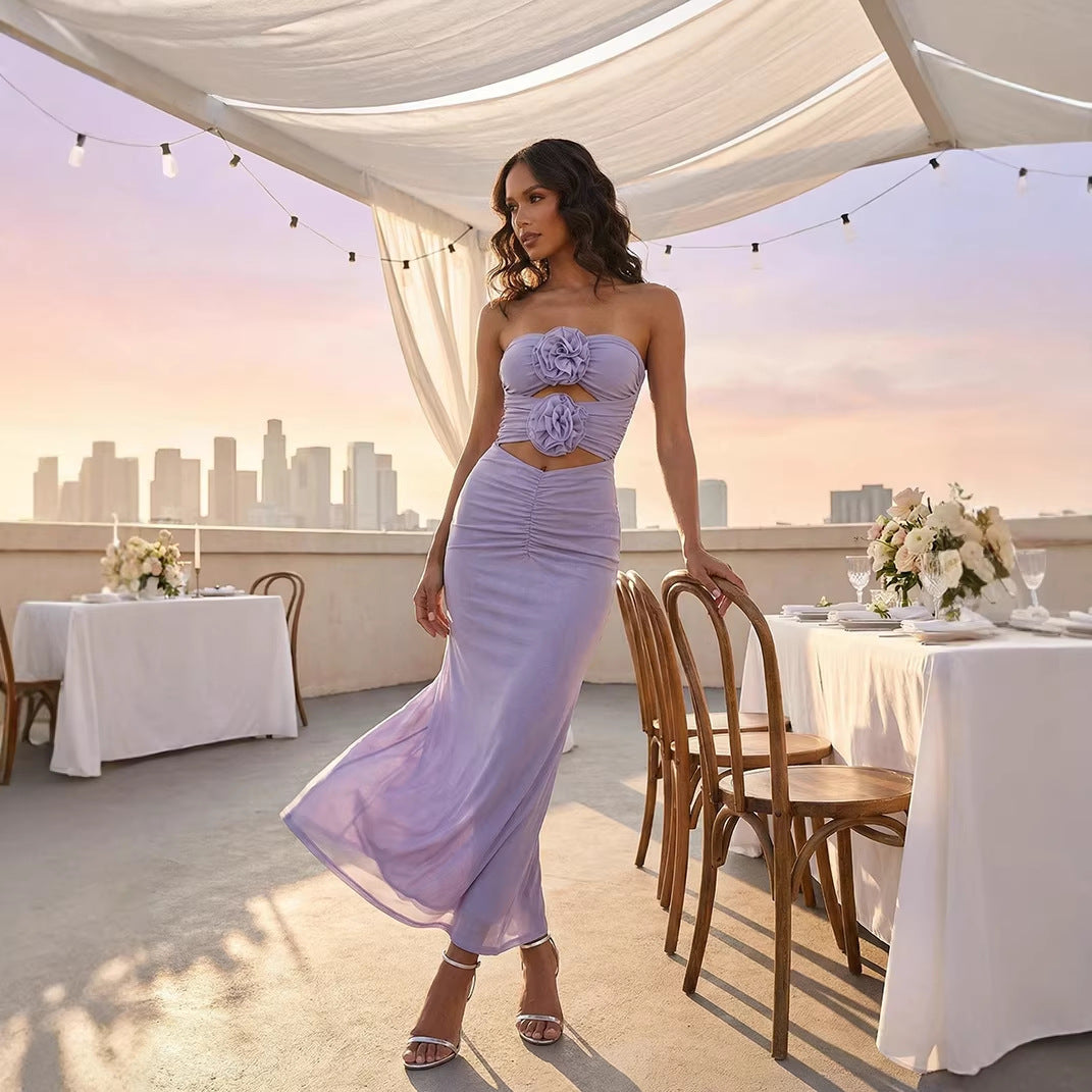 Damen Langes Abendkleid mit floralem Cut-Out und figurformendem Design Echo Archiv