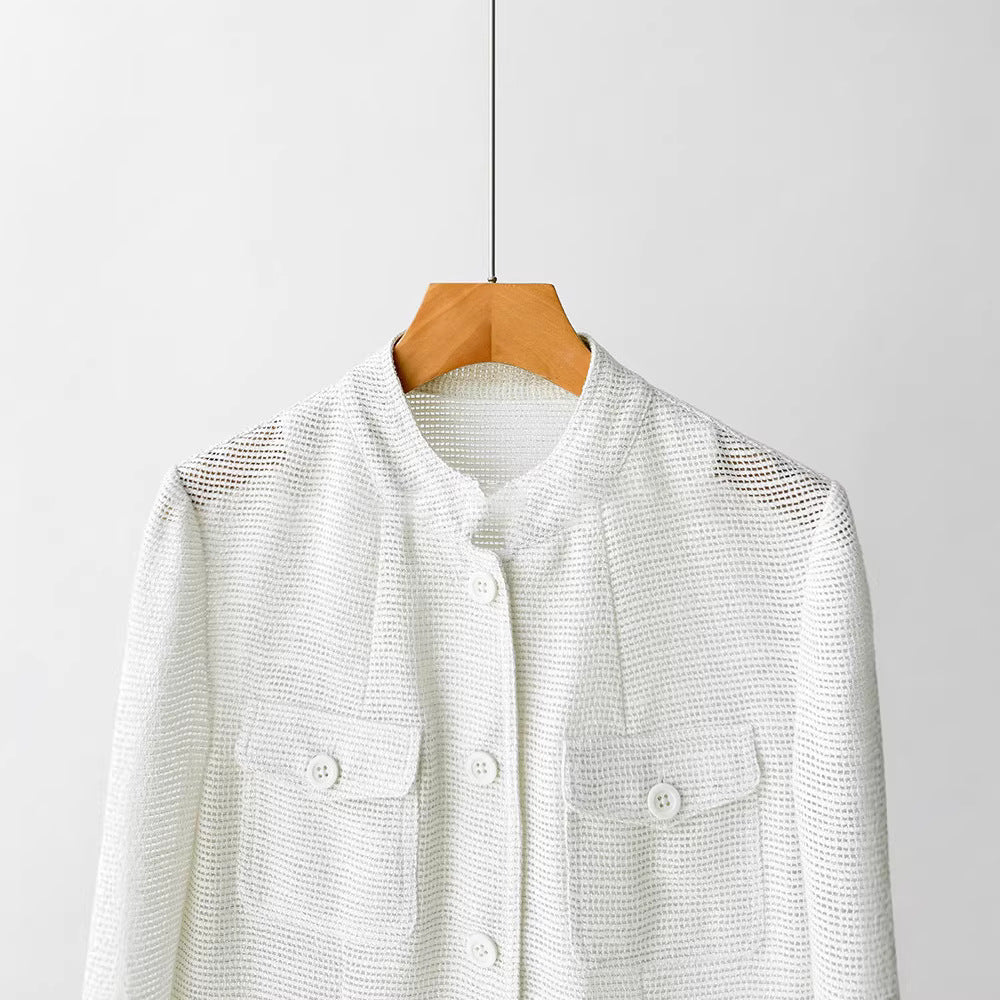 Damen Modische Boucléjacke mit praktischen Taschen Echoarchiv
