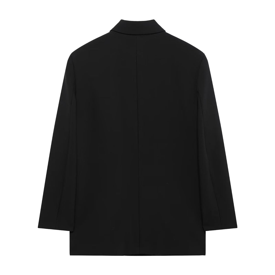 Damen Langer Zweireihiger Blazer-Mantel mit Oversize-Schnitt und Pattentaschen Echo Archiv