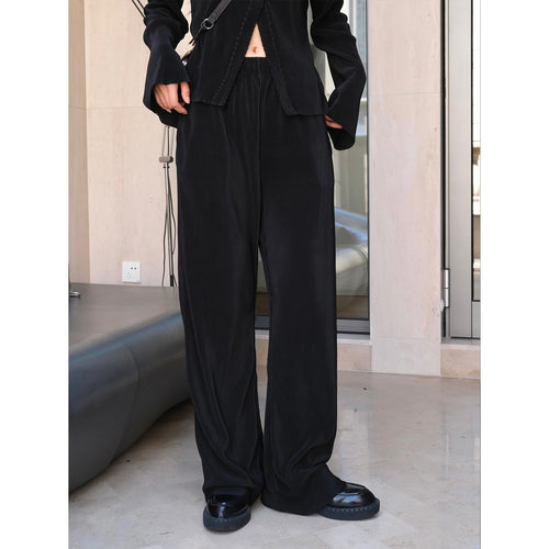 Damen Weite Palazzo‑Hose aus geripptem Feinstrick mit Elastbund Echoarchiv