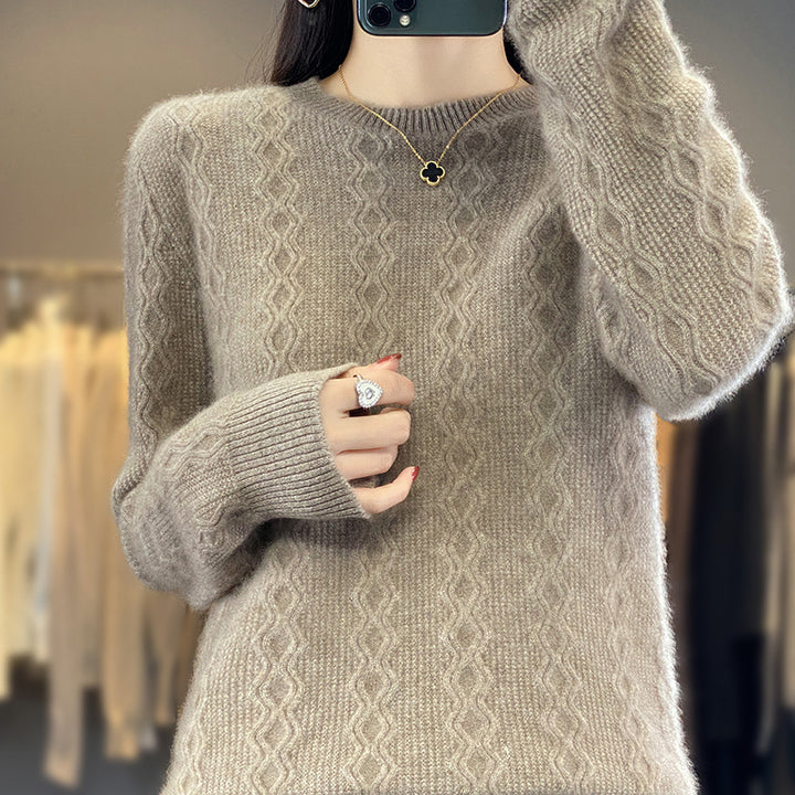 Damen Zopfmuster-Feinstrickpullover mit feiner Struktur und kastiger Silhouette Echoarchiv