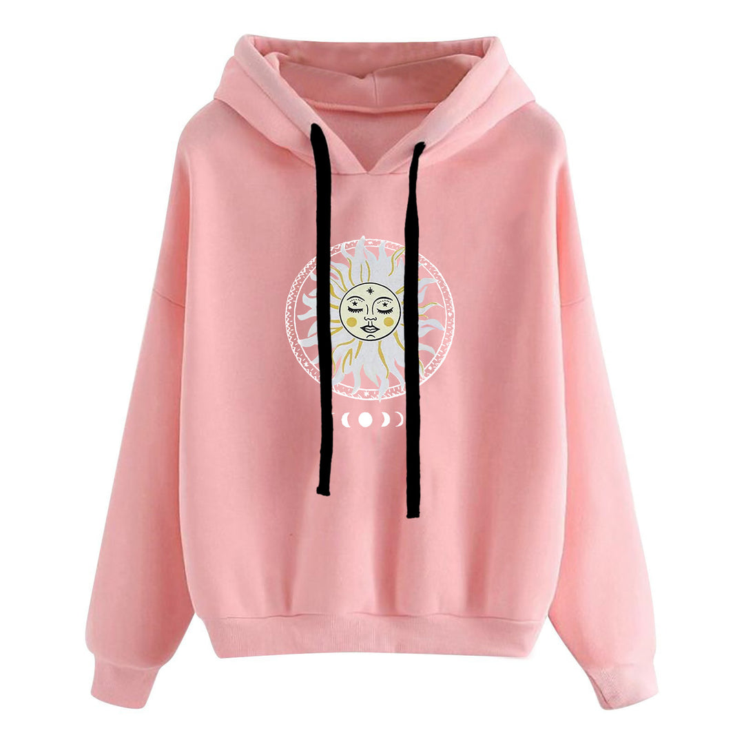 Damen lässiger Oversize Kapuzenpullover mit Herz‑und‑Pfotenprint, Kordelzug und gerippten Bündchen – Auréline