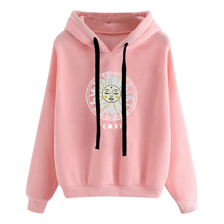 Damen lässiger Oversize Kapuzenpullover mit Herz‑und‑Pfotenprint, Kordelzug und gerippten Bündchen – Auréline