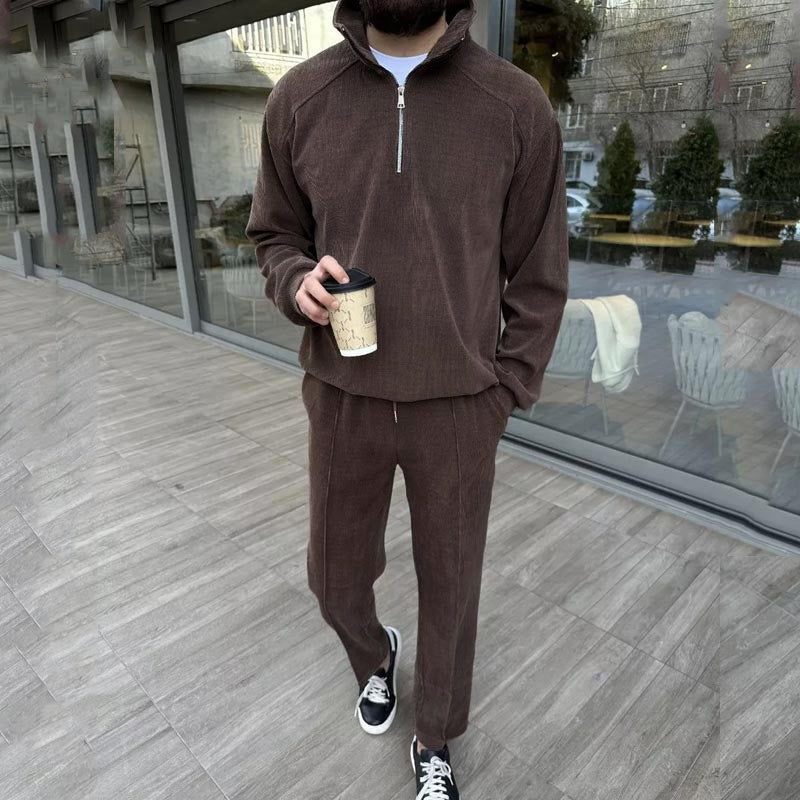 Herren lässiger Reißverschluss-Pullover mit passender Jogginghose Echoarchiv