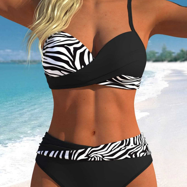 Damen Sportliches Bikini-Set mit Wickeldesign und hohem Bund Echo Archiv