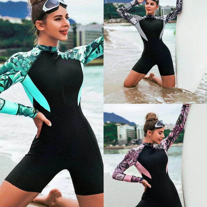 Damen Surfanzug mit floralem Design und eleganten Rüschen Echo Archiv