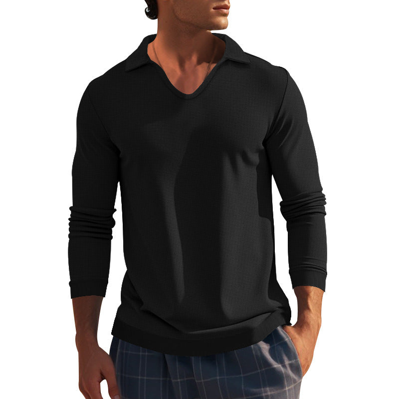 Herren Langarmshirt mit modernem V-Ausschnitt und strukturiertem Design Echoarchiv
