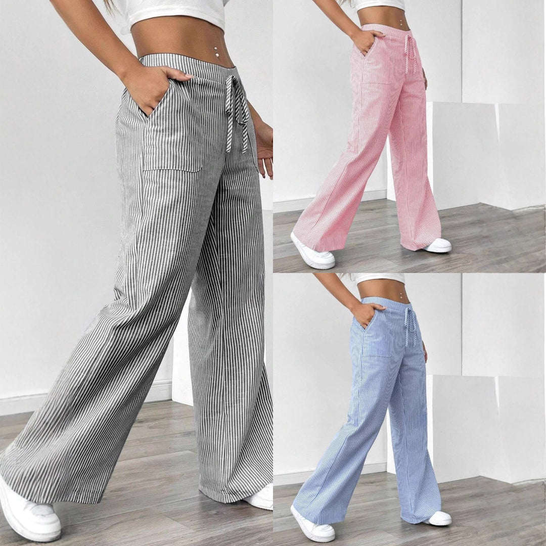 Damen nan weite Baumwoll-Loungehose mit Tunnelzug und Seitentaschen Echo Archiv