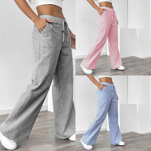 Damen nan weite Baumwoll-Loungehose mit Tunnelzug und Seitentaschen Echo Archiv