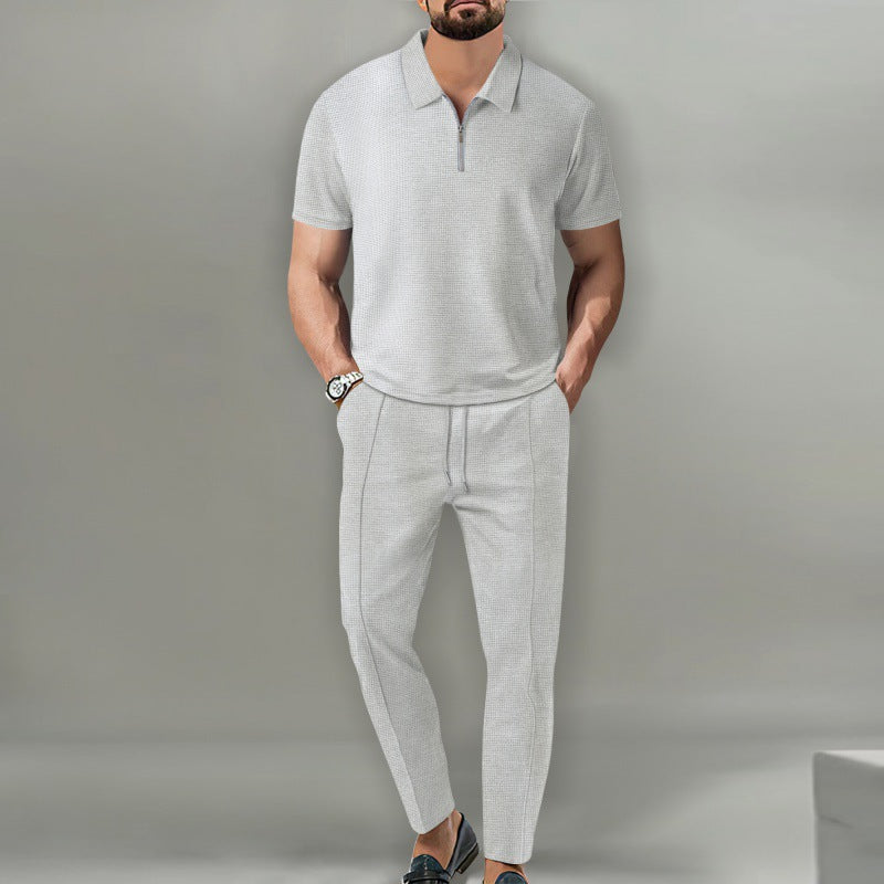 Herren sportliches Zweiteiler Set mit Polo und elastischen Pants Echoarchiv