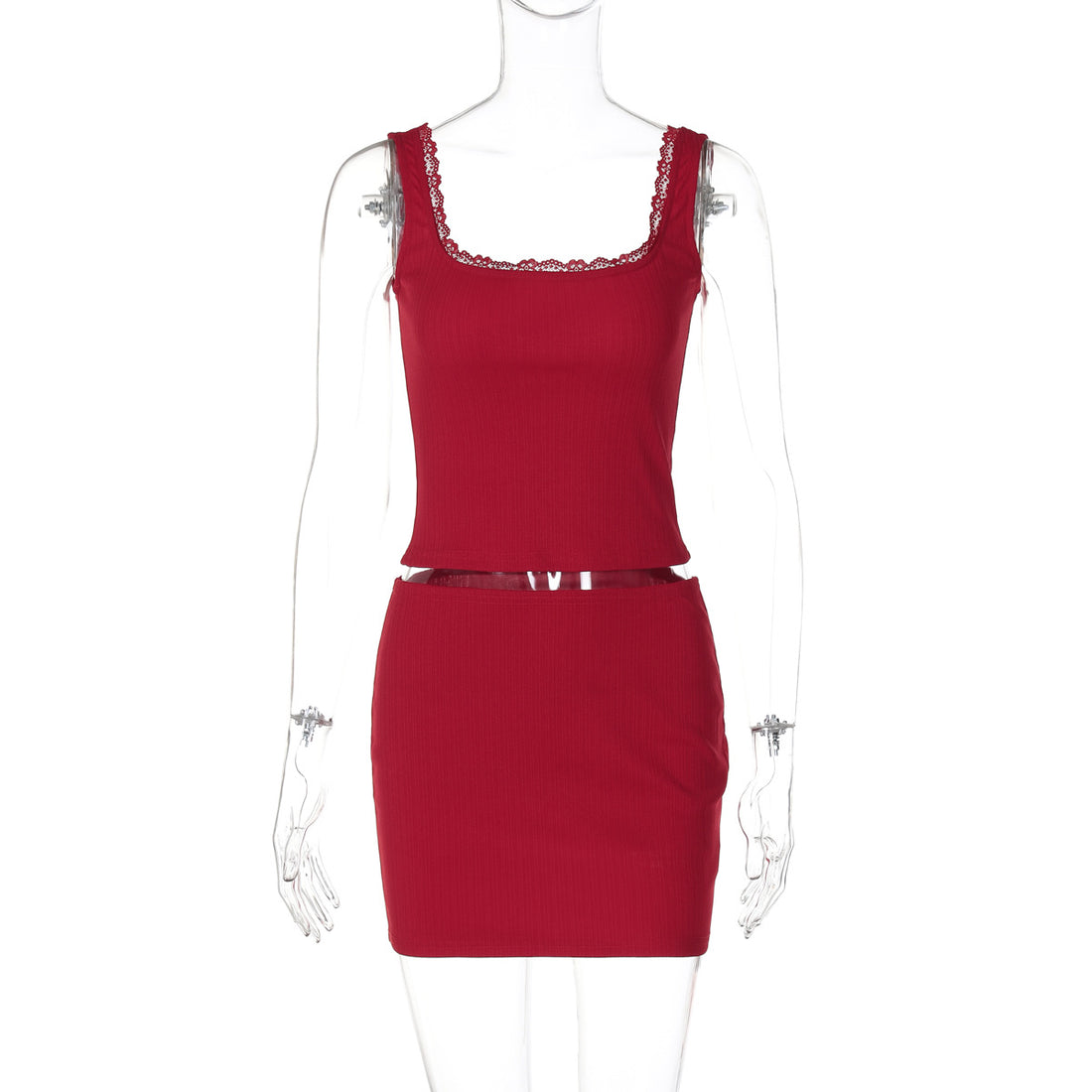 Damen Slim Fit Kleid mit Spitzenakzenten – Élara