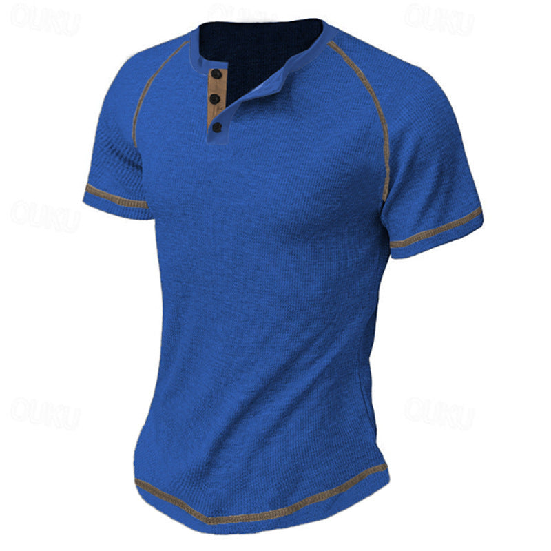 Herren modisches Henley-Shirt mit modernem Strukturdesign und praktischen Knopfdetails Echoarchiv