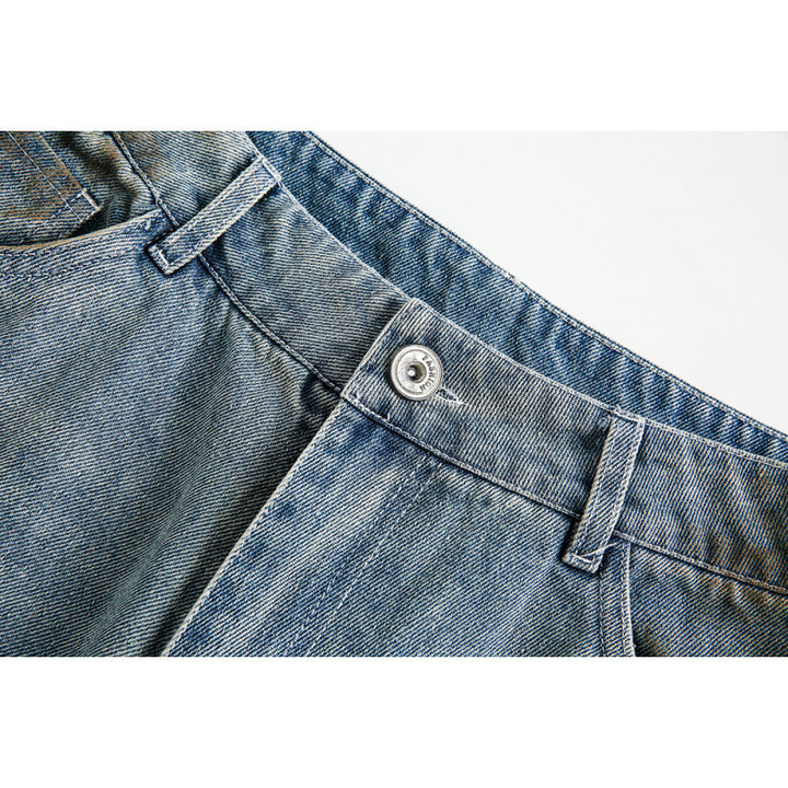 Damen Weite Baggy-Jeans mit hohem Bund, Used-Waschung und Rissdetails Echo Archiv