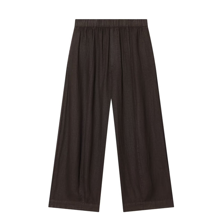 Damen Zweiteiliges Loungewear-Set aus Leinenoptik mit lockerem Pyjama‑Hemd und weiter Palazzo‑Hose Echo Archiv
