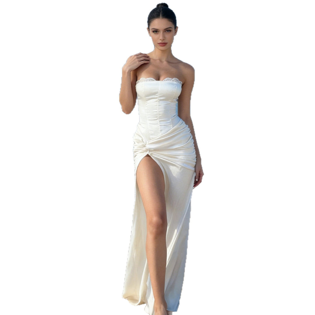 Damen Elegantes langes Abendkleid mit raffiniertem Drapierungsdesign – Élara