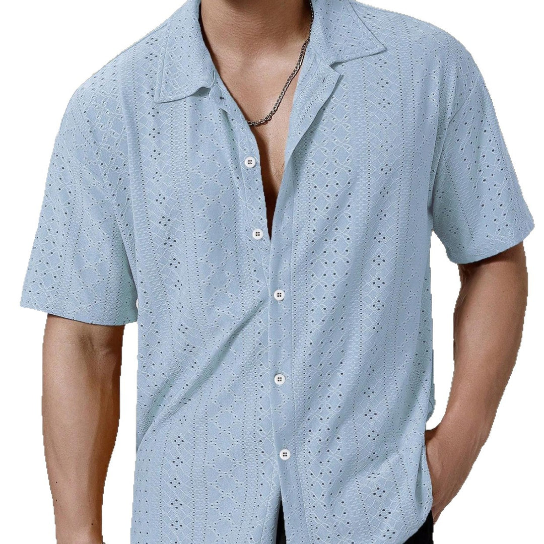 Herren Kurzarmhemd mit strukturiertem Design und atmungsaktivem Material Echoarchiv