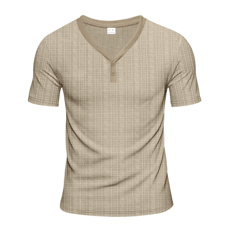 Herren Kurzarm Henley-Shirt mit strukturiertem Design und praktischen Knopfdetails Echoarchiv