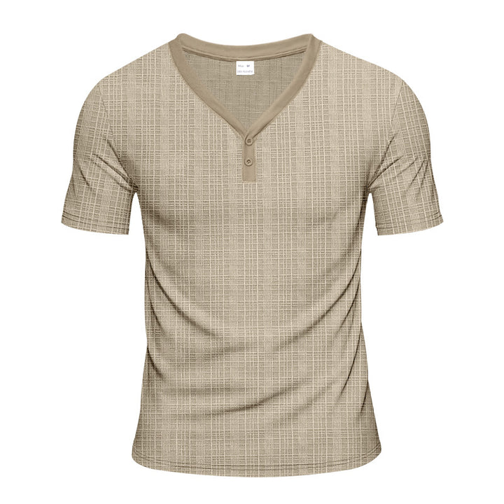 Herren Kurzarm Henley-Shirt mit strukturiertem Design und praktischen Knopfdetails Echoarchiv