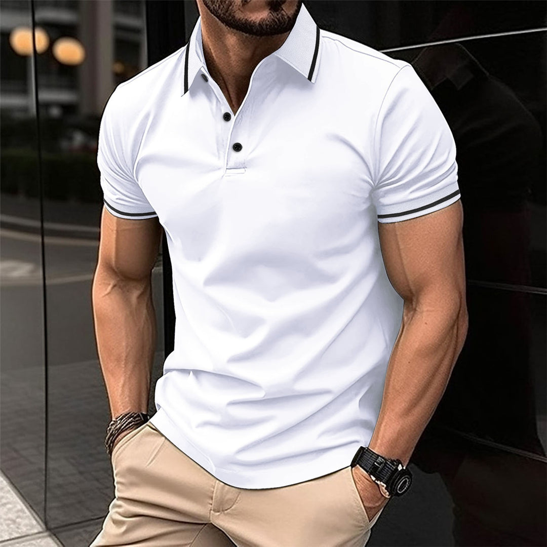 Herren Elegantes Polohemd mit dekorativen Kontrastdetails und atmungsaktiver Stoffqualität Echoarchiv