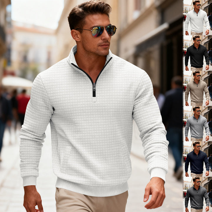 Herren Sportlicher Stehkragenpullover mit Reißverschluss Echoarchiv