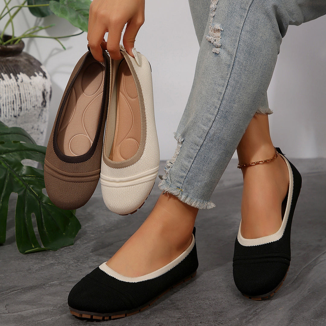 Damen  atmungsaktive Strick‑Ballerina mit ergonomischem Memory‑Fußbett und rutschfester Flexsohle Echo Archiv