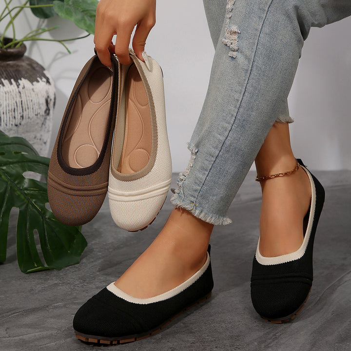 Damen  atmungsaktive Strick‑Ballerina mit ergonomischem Memory‑Fußbett und rutschfester Flexsohle Echo Archiv