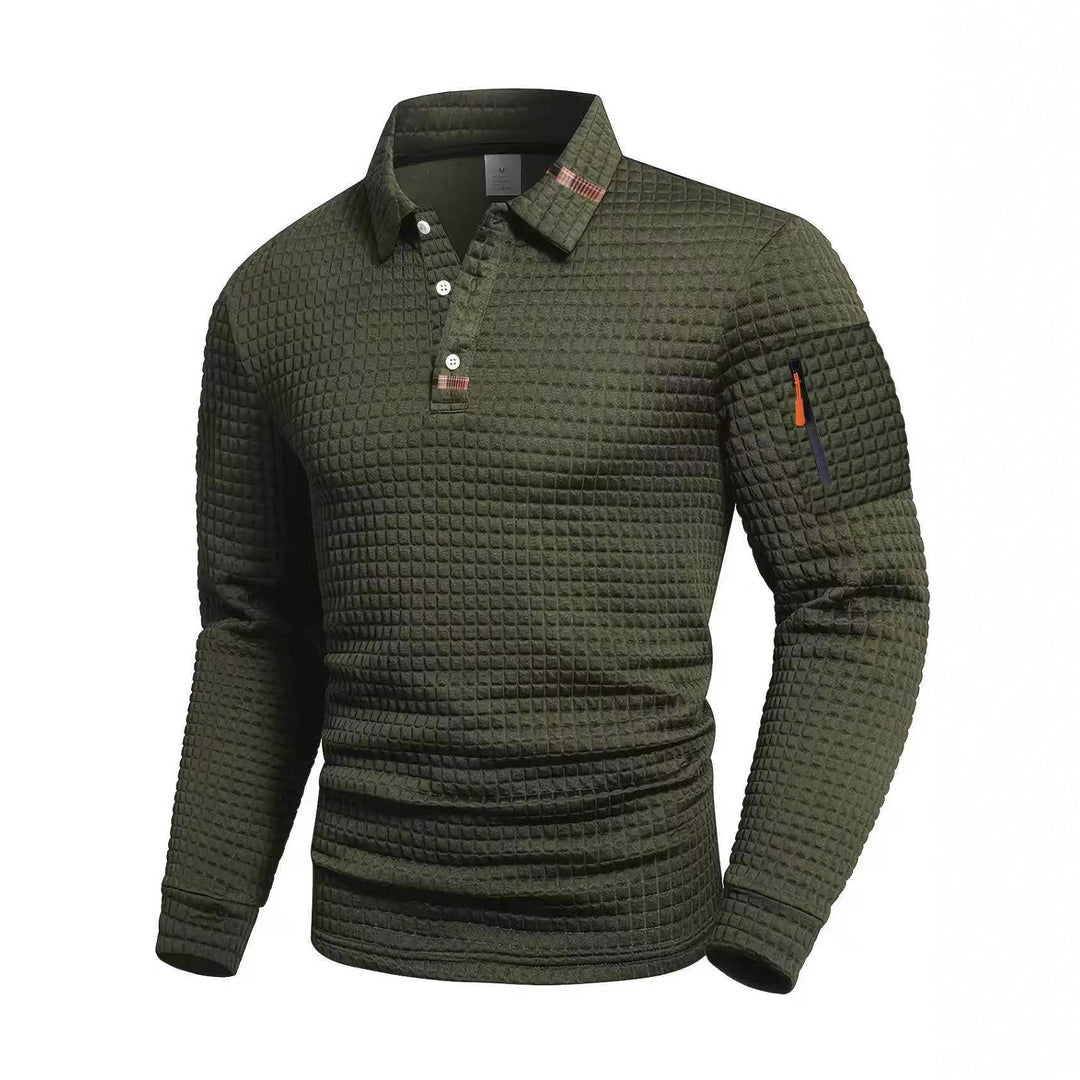 Herren Komfortables und atmungsaktives Langarm-Poloshirt Echoarchiv