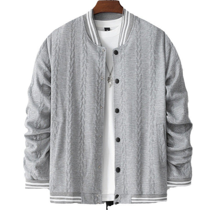 Herren sportliche Collegejacke mit strukturierter Oberfläche und modernen Kontraststreifen Echoarchiv