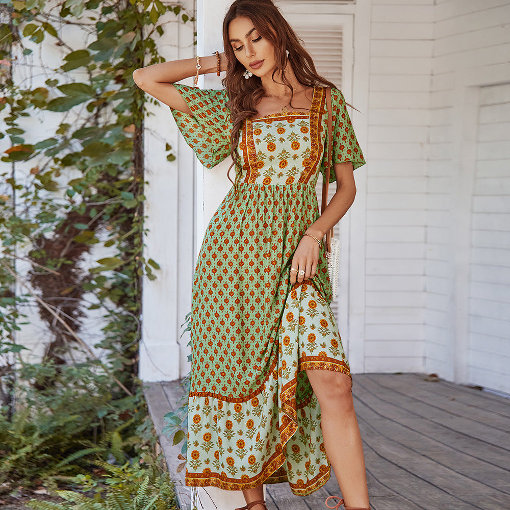 Damen Maxikleid mit floralen Stickereien und schwingendem Saum Echo Archiv