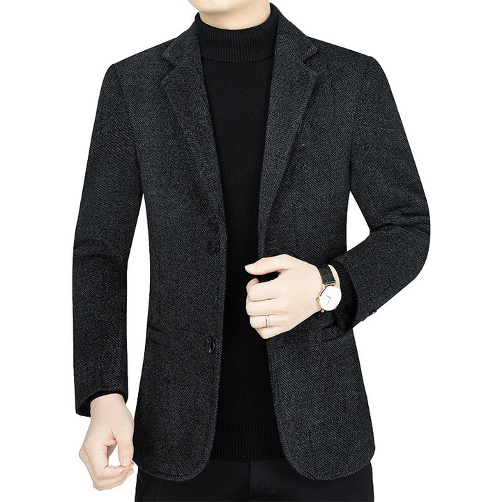 Herren Slim-Fit Sakko aus strukturiertem Wollmix mit leichter Halbfütterung und Zweiknopf-Silhouette – Tianoro
