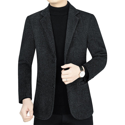 Herren Slim-Fit Sakko aus strukturiertem Wollmix mit leichter Halbfütterung und Zweiknopf-Silhouette – Tianoro