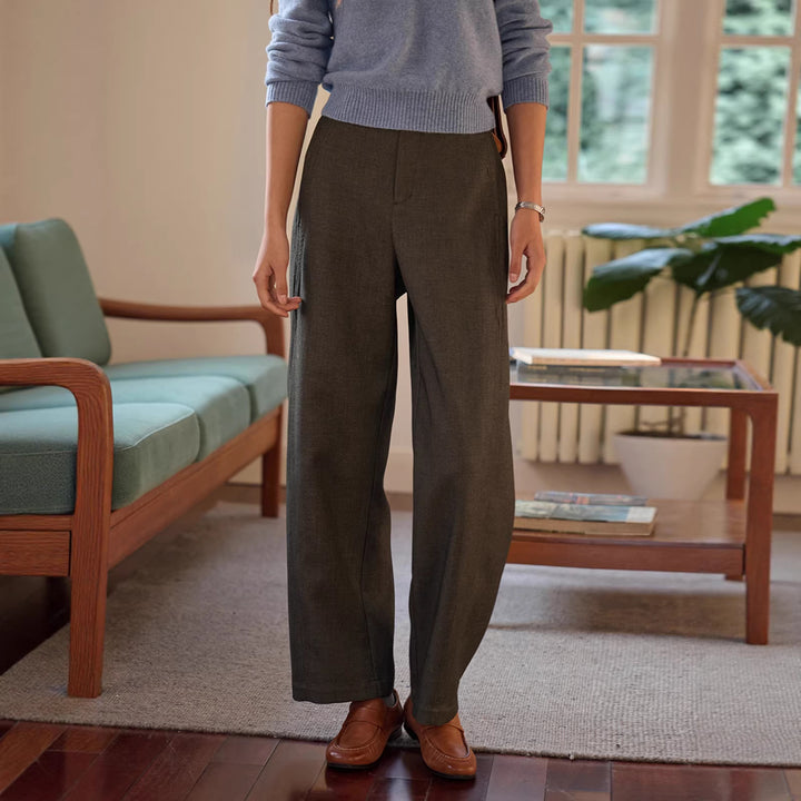 Damen Elegante und bequeme Hochtaillierte Stoffhose Echoarchiv