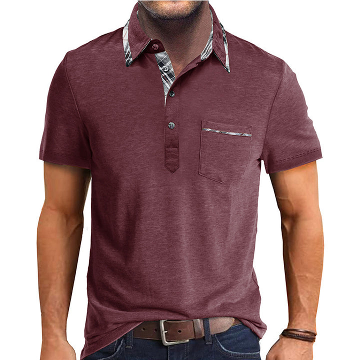Herren Polo-Shirt mit stilvollem Karodetail und Brusttasche Echoarchiv