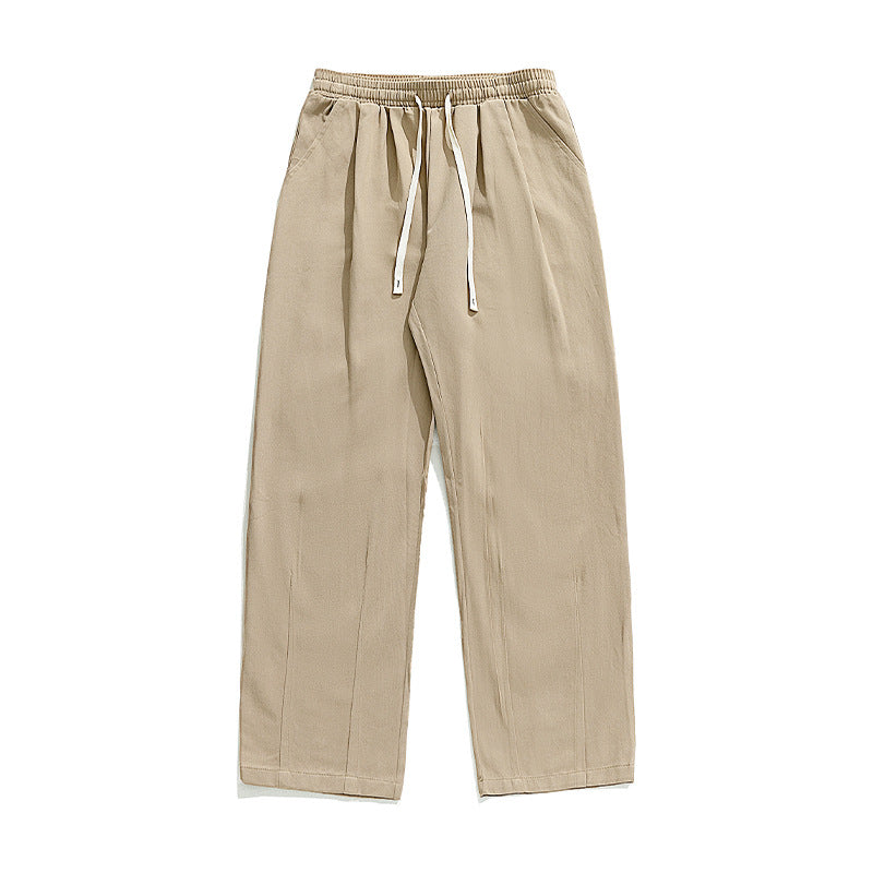 Unisex Leichte Leinenoptik-Loungehose mit elastischem Bund, geradem Palazzoschnitt und kontrastierendem Kordelzug Echo Archiv