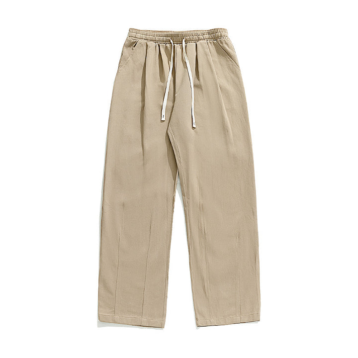 Unisex Leichte Leinenoptik-Loungehose mit elastischem Bund, geradem Palazzoschnitt und kontrastierendem Kordelzug Echo Archiv